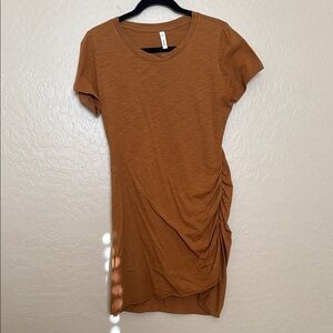 Rust Short Sleeve Ruched Dress